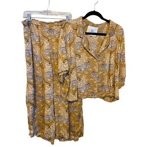 Printfresh Bagheera Leopard Print Pajama Set Viscose Wide Leg XL Petite